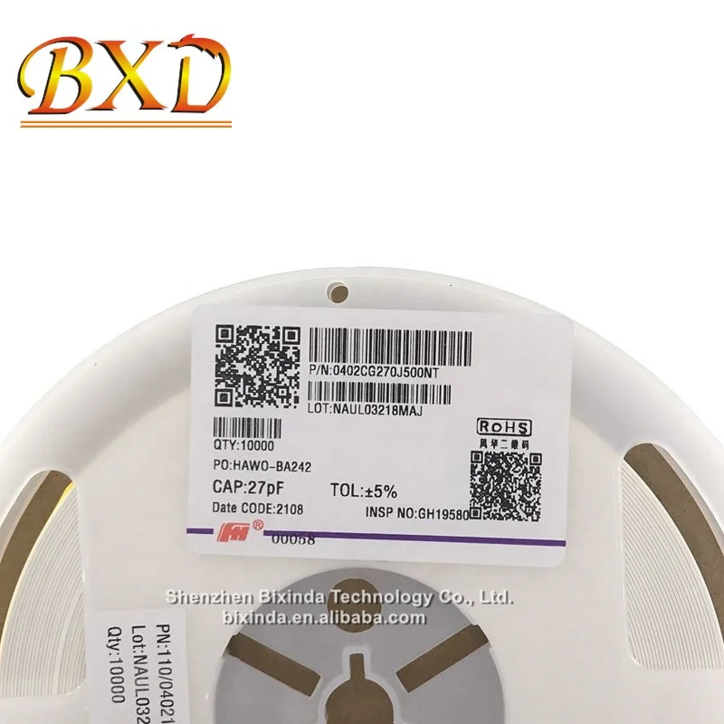 0402CG270J500NT 0402/1005  COG/NPO 27pf 5% error 50V 0.5mm thickness Brand new genuine chip ceramic capacitor