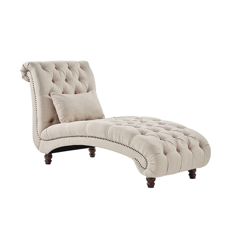 Fashion Light Luxury Chair Furniture Living Room Chesterfield Sofa Chair Linen Fabric Chaise Lounge