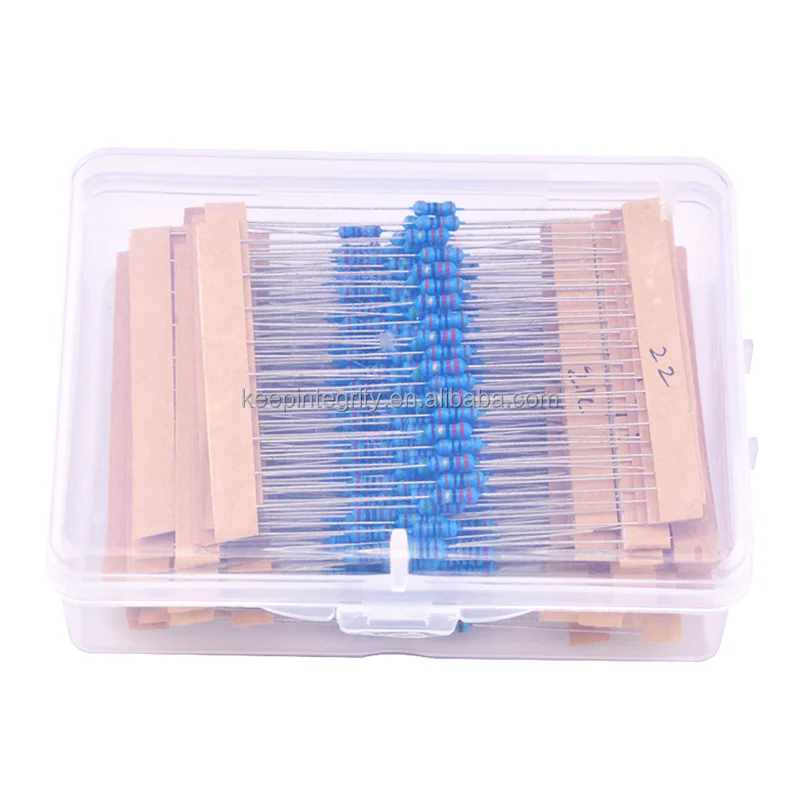 600pcs/lot 30 Values 1/4W 0.25W 1% Metal Film Resistors Assorted Pack Kit Set Lot Resistors Assortment Kits