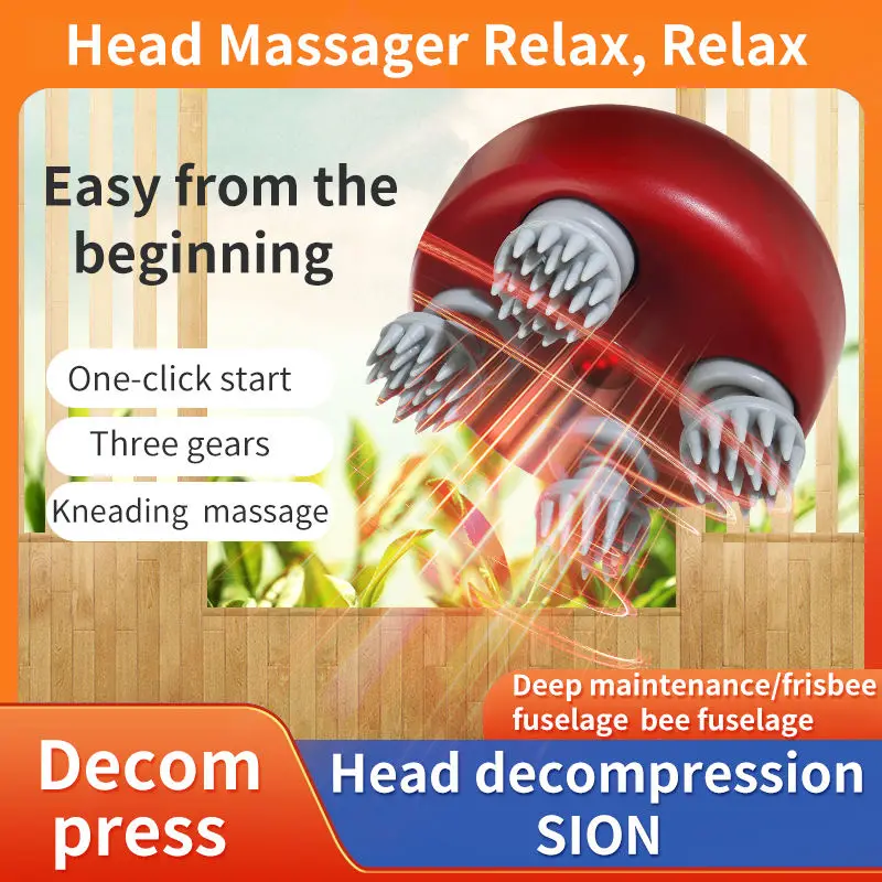 Electric Vibrating Hand Held Electric Octopus Head Scalp Massage Stimulator Brash Head Massager Machine