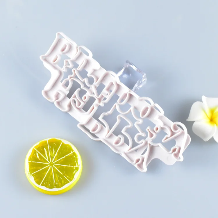 Happy Birthday Letter Shape Cutter Fondant Mould Kitchen Cake Tools Plastic Large Numbers Funny Cookie Cutters