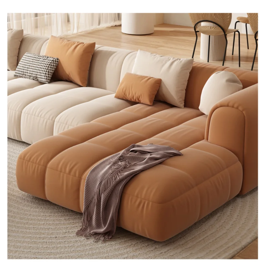 Living room sofa Technology cloth Square sofa living room simple modern light luxury corner imperial concubine color matching so