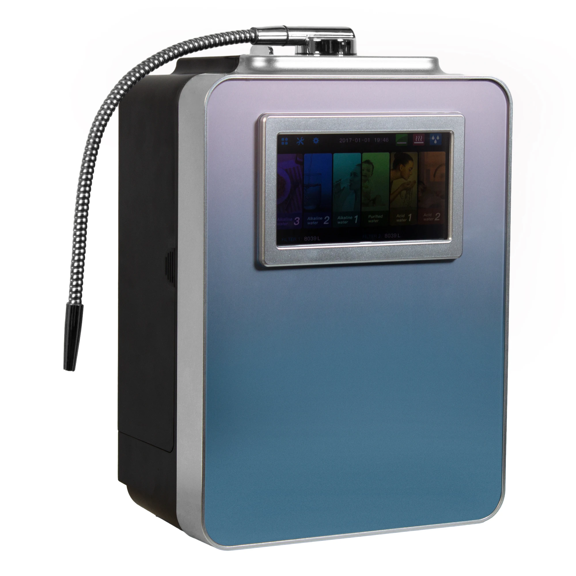 Home Water Ionizer Hydrogen Machine with pH Levels 2.8 to 11.2 ORP Level +500mv to -800mv Hydrogen Concentration 300-1500ppb