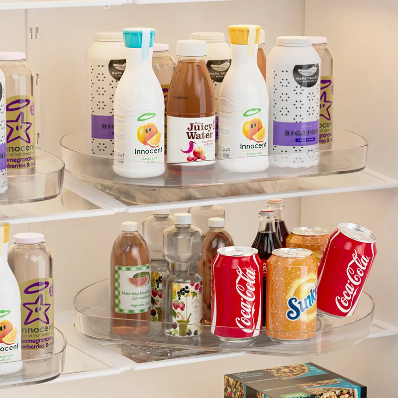 Household Kitchen Cabinet Pantry Square Turntable Organizer for Refrigerator 360° Rotate Storage Tray for Soda Can