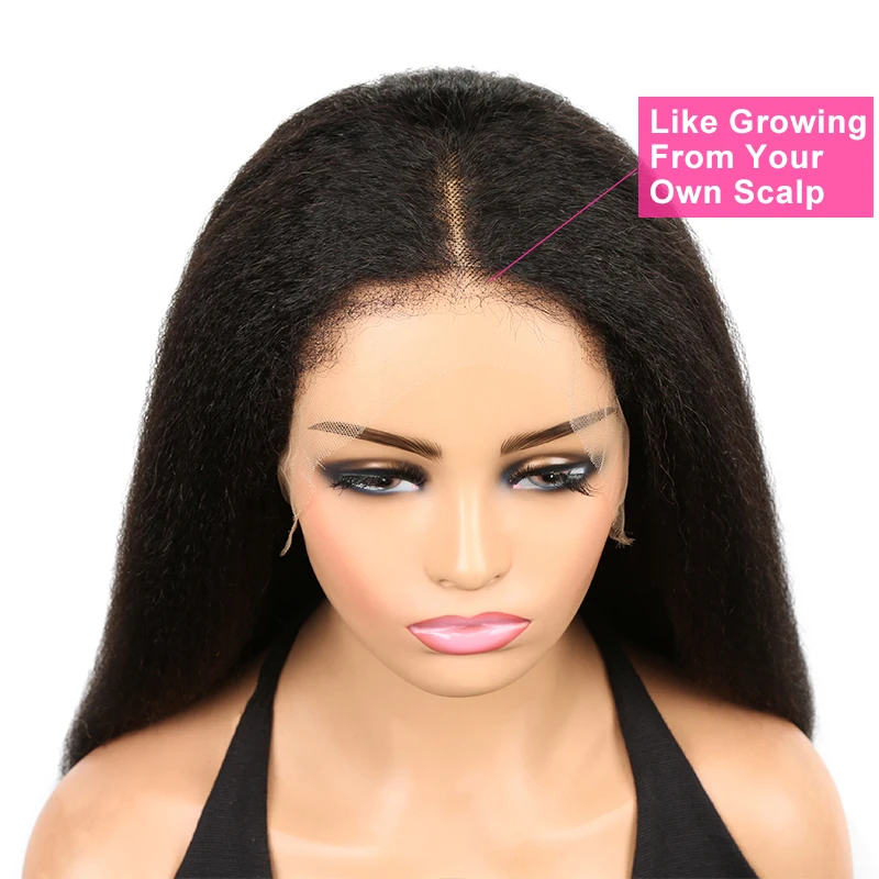Kinky Straight Wig With Afro Kinky Curly Baby Hair 13X4 HD Lace Front Human Hair Wigs Natural Hairline Kinky Edges Curly Hair