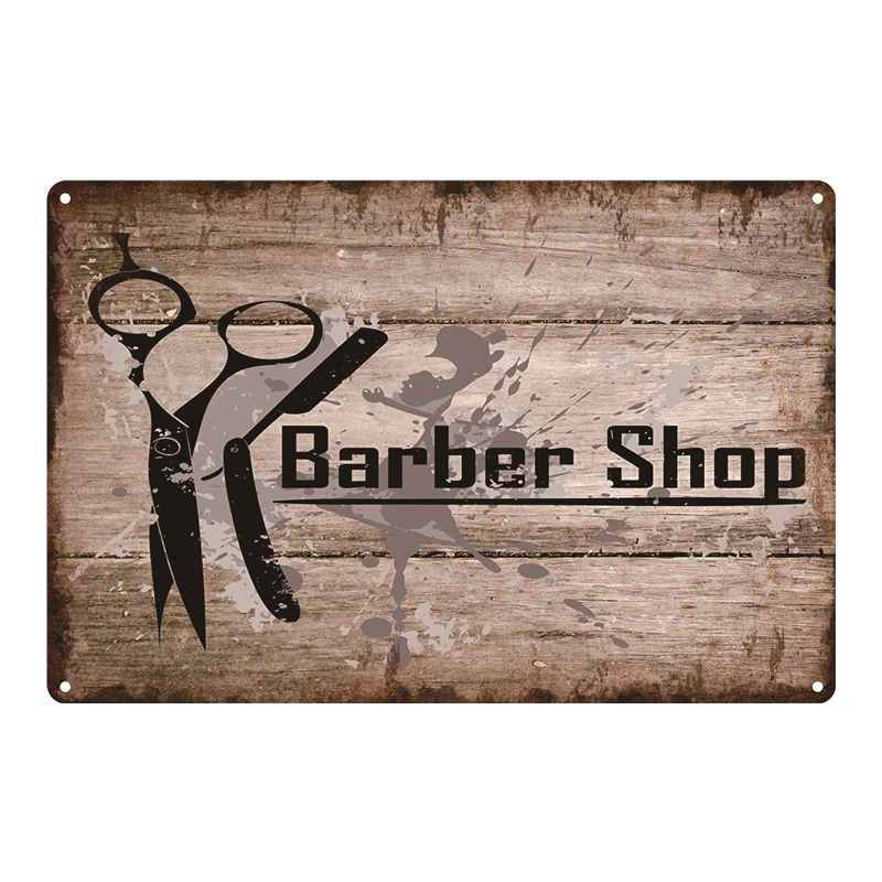 Wholesale vintage metal tin sign Salon Barber Shop hair cut decor