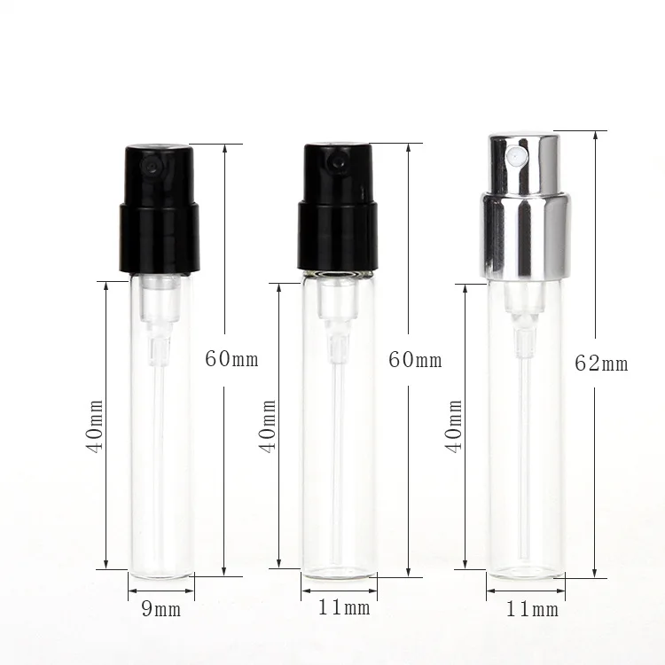 Best selling 1ml 2ml sample empty glass refillable perfume spray bottle