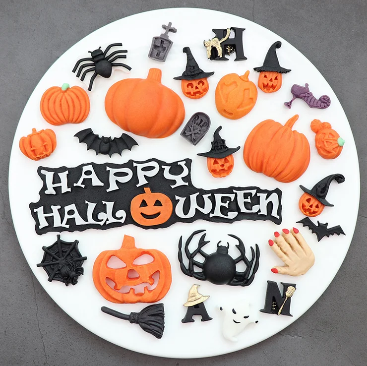 3D Fondant Molds, Halloween Theme Silicone Chocolate Gum Paste Mould, Halloween Cake Top Decorating Tools DiY Mould