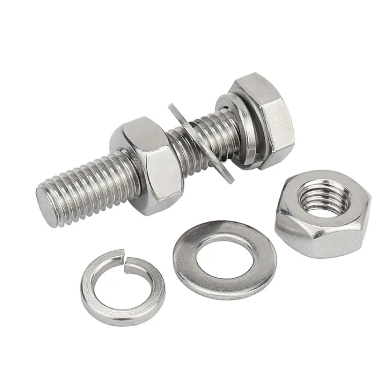 Factory Stock Stainless Steel 304 316 DIN931 Partial Half Thread  Hex Bolt and Nut and Washer Three Combinations
