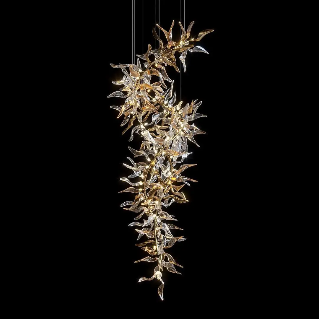 customized handmade glass chandelier interior decoration large art glass chandelier for hotel lobby restaurant stairs