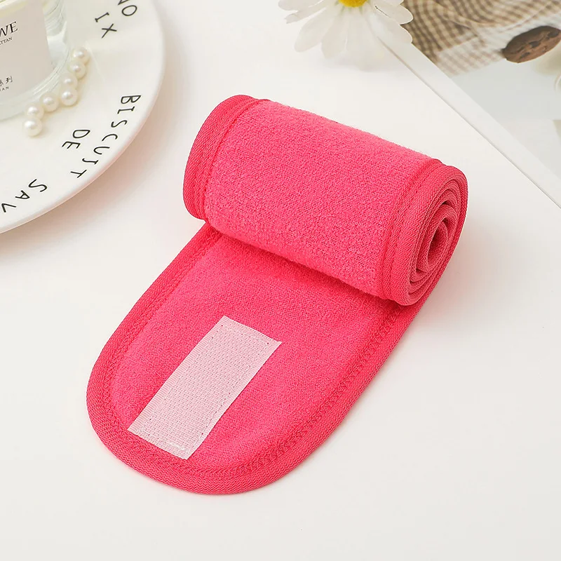 Custom Woven Logo White Black Spa Headband Women Girl Skincare Face Washing Hairband Wrap Make Up Microfiber Spa Head Bands