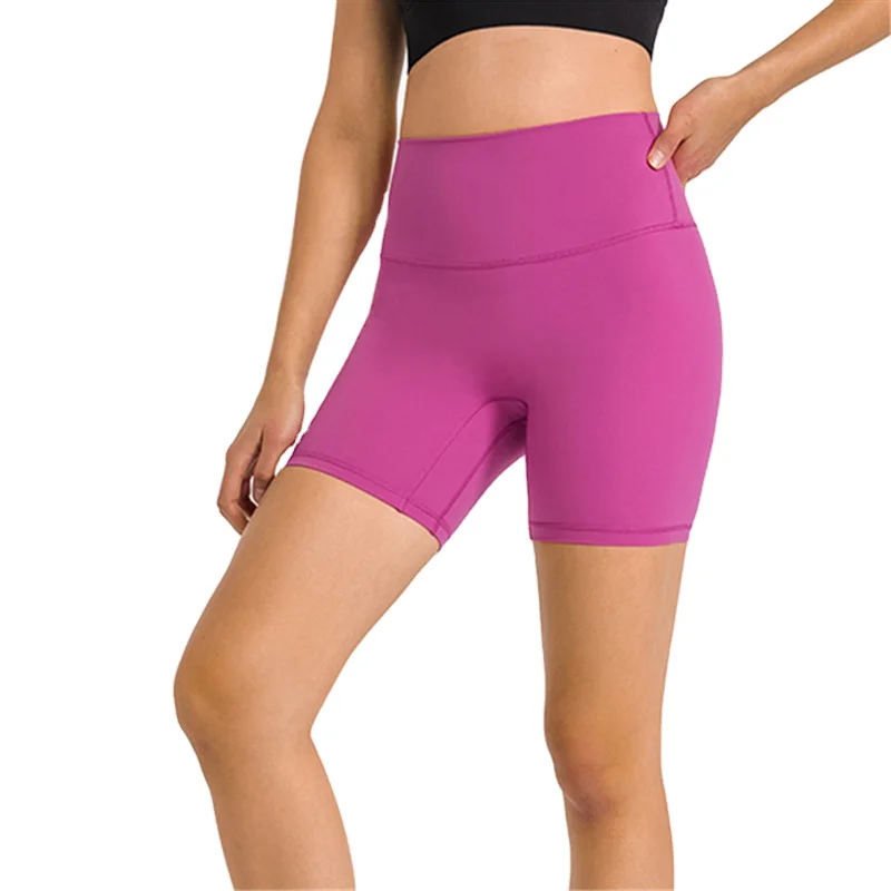 Cheap Price Sports Short Naked-feel Fabric NO Front Seam Biker Stretchy Yoga Shorts Pocket Gym Workout Dance Fitness Leggings