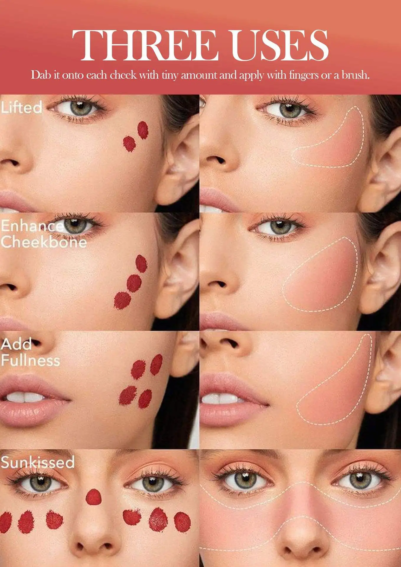 Hot Sale Liquid Cream Blush Lip Eye Cheek Long Lasting Tint Makeup Multiple Colors Waterproof Liquid Blush Makeup