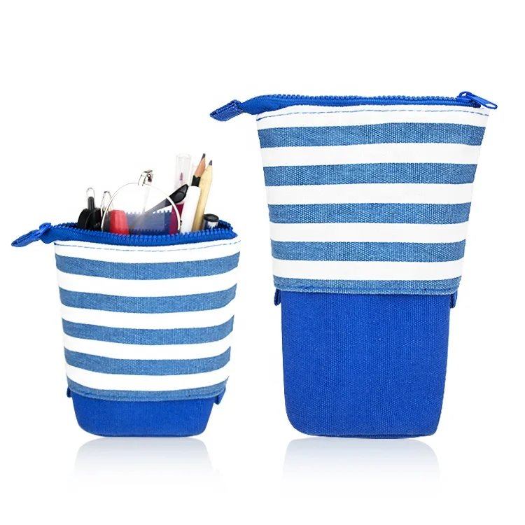 Free Design Logo Custom Student School Pop Up Pen Case Stationery Pouch Stand Up Pencil Bag