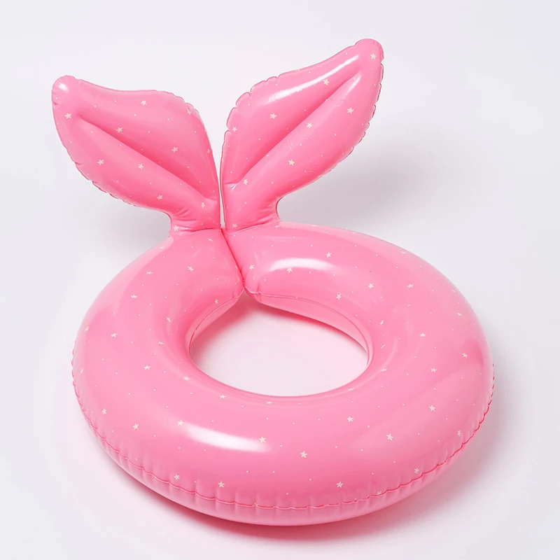 heavy duty PVC cute inflatable kiddy pool split swimming ring float durable pink vinyl children water swim tube