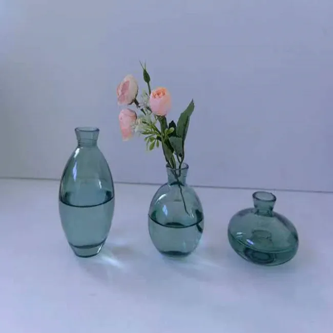 Wholesale Customized Glass Vase Table Top Decoration Vase Small Vase Three Piece Set For Flowers