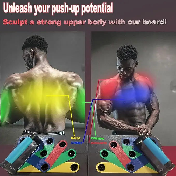 Push Up Board Foldable Push Up Stands for Men & Women, Color-Coded Push Up Board Portable For Fitness  Gym Non-slip Upper Body