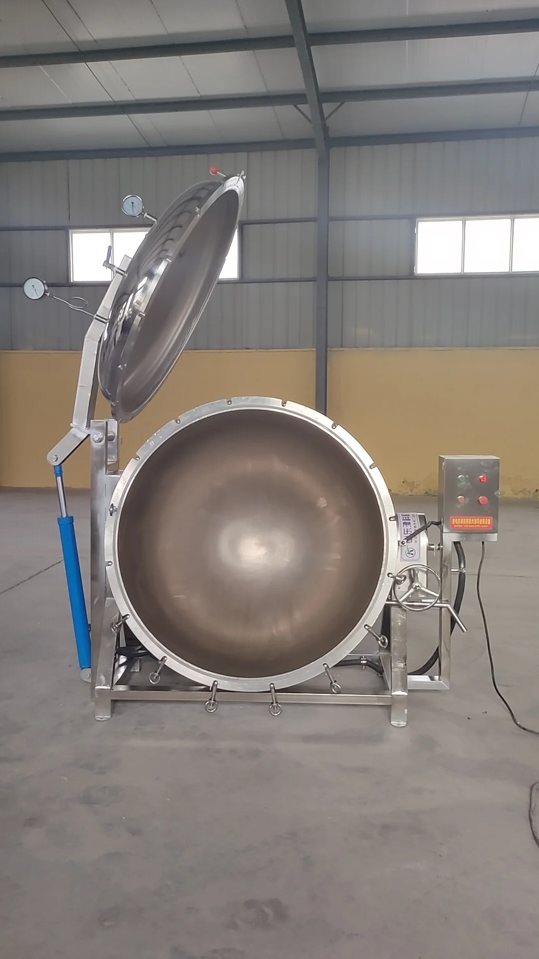 Industrial Electric 300 Liters Pressure Cooker Pressure Cooking Pot Meat Beans Steam Heating Big Capacity Pressure Tank