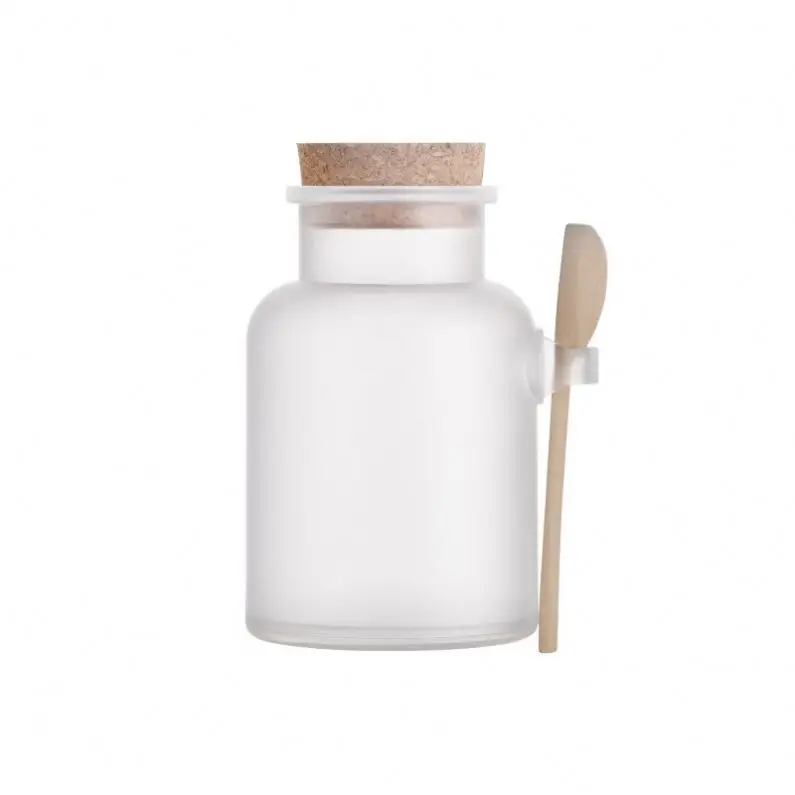 Round Shape Bath Salt Bottle With Wooden Lid And Spoon ABS Bath Salt Packaging BSJ-030Z