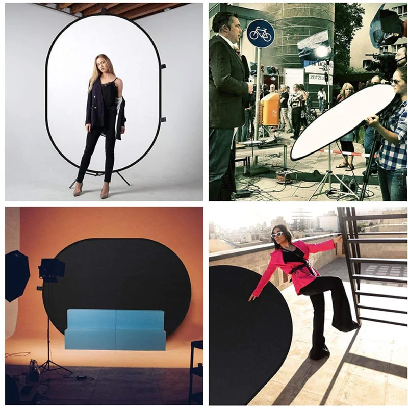 Pop Up Black White Reversible Collapsible Double Sided Wedding Video Background Photography Backdrop For Photo Studio Set