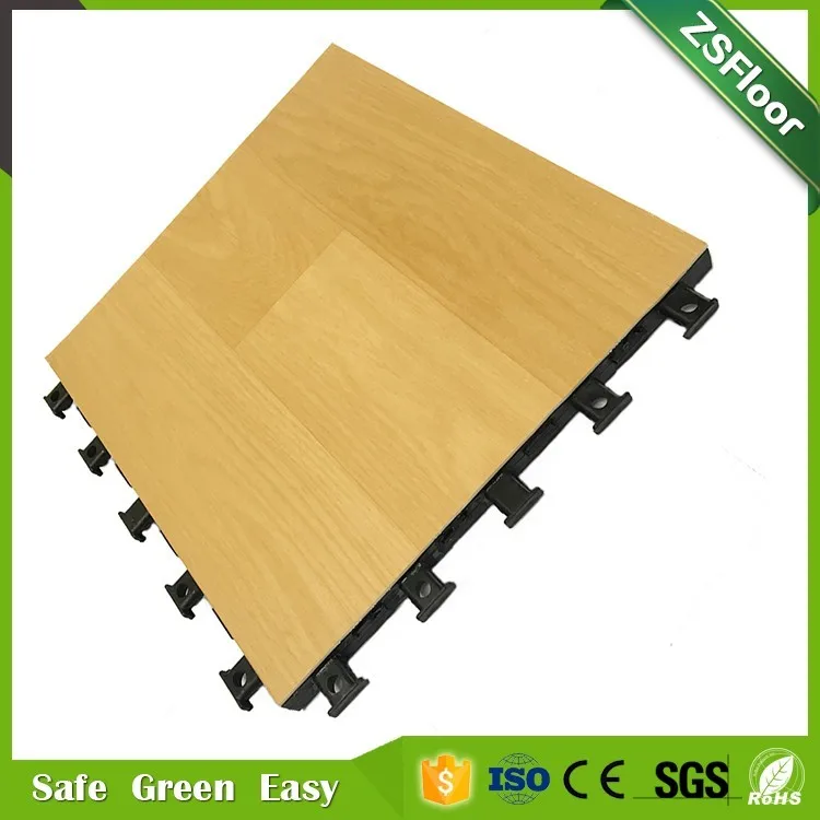 Wood Look Laminated PP  Flooring tiles for Professional basketball court