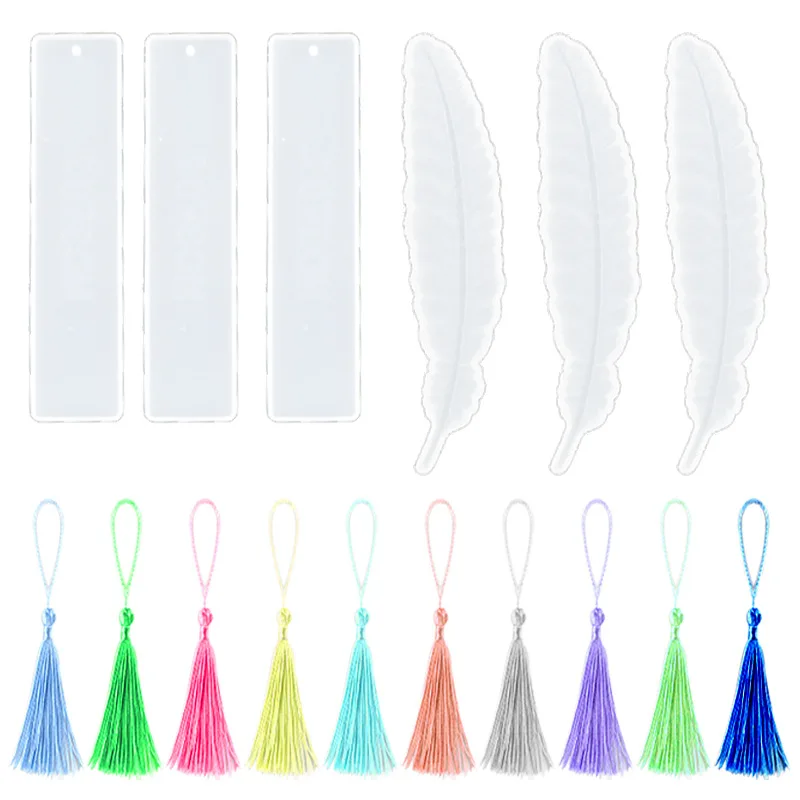 8pcs/Pack DIY Bookmarks Silicon Mold For Resin Jewelry Craft Tools Keychain Ruler Resin Molds Kit Epoxy SIlicone Mould