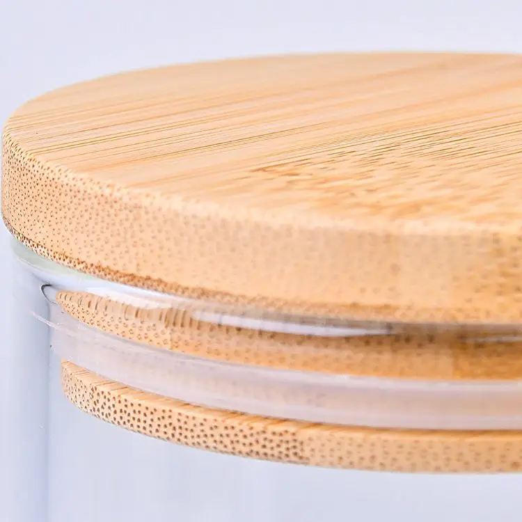 Customized Wholesale 1 2 4 8 oz Small Mini large Size Clear Frosted Honey Food Empty Storage Bottle Glass jars with Bamboo Lids