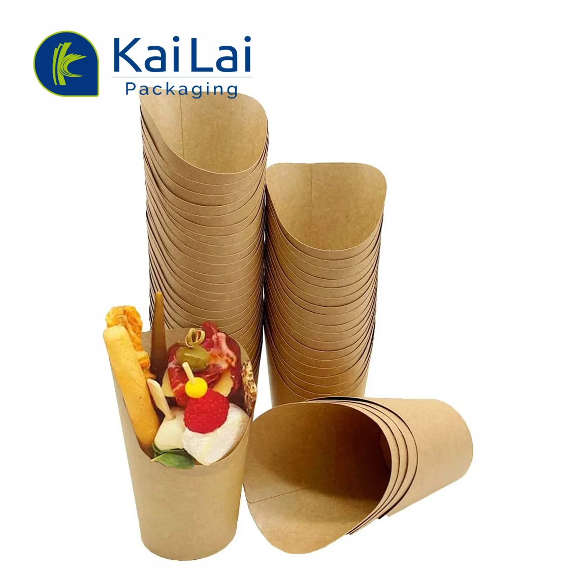 Take Away Kraft Paper Recyclable Custom Logo Fast Food Packaging Boxes Takeout Delivery Potato French Fries Scoop Paper Cup