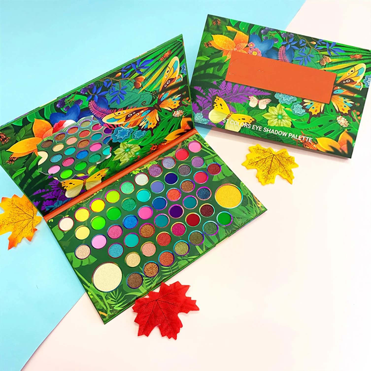 Wholesale luxury performance stage makeup tropical rainforest butterfly original big vegan eye shadow palette best seller