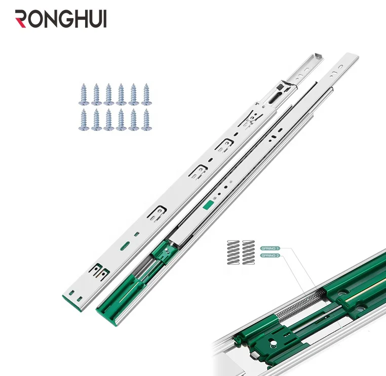 Telescopic Channel Furniture Kitchen Cabinet 45MM Full Extension 3 Fold Ball Bearing Drawer Slide