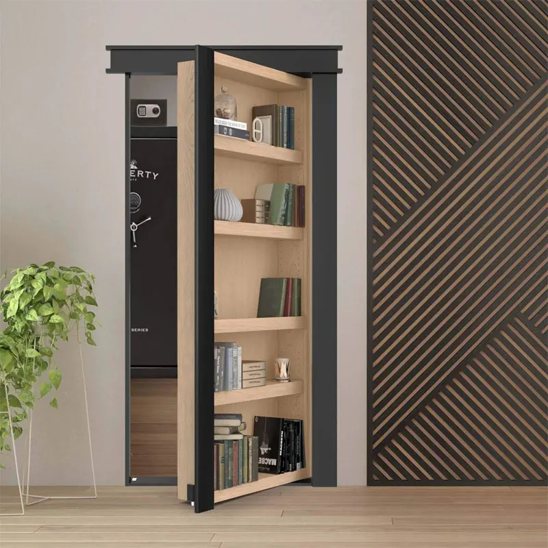 Customized hidden secret hidden bookshelf door Modern residential interior wine cabinet door design bookcase hidden door