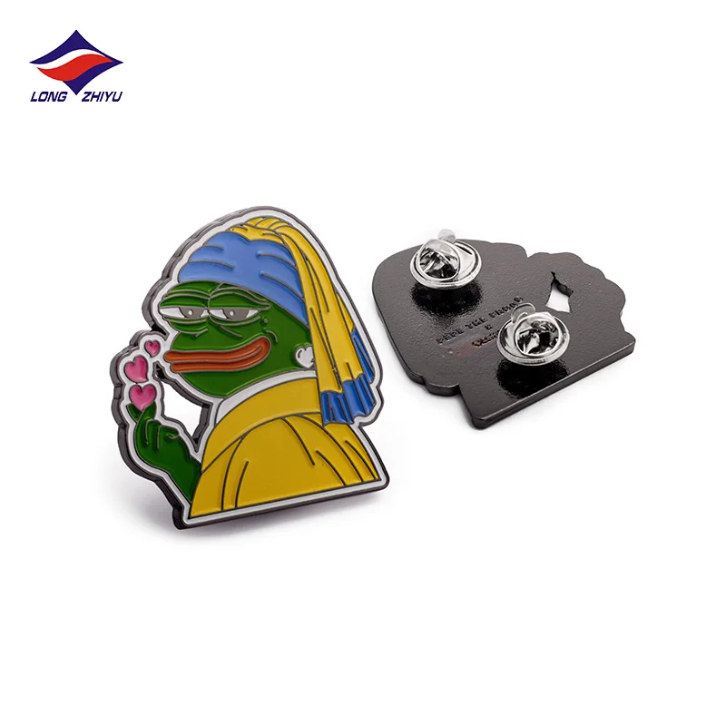 Longzhiyu 2021 New Design Custom Cute Soft Enamel Pins Black Nickel Square Lapel Pin Badges