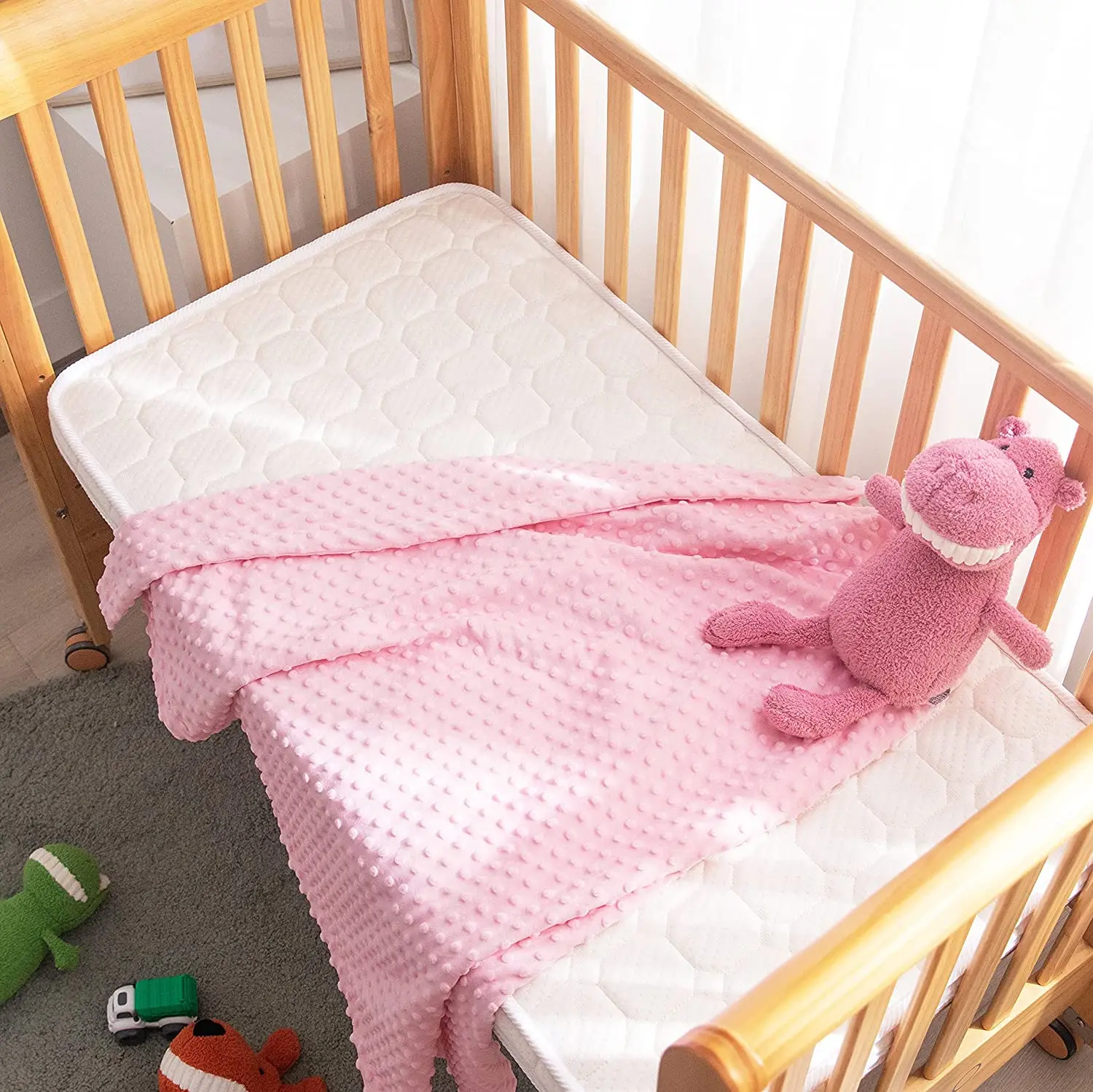 Cheap New Born Baby Double Layer Bubble Dotted Fleece Blanket Polka Dot Plaid Throw Blankets For Bed