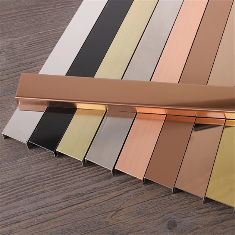 SS304 316 Mirror PVD Color Ss Tile Trim U Shape Type Stainless Steel Decorative Trim Accessories