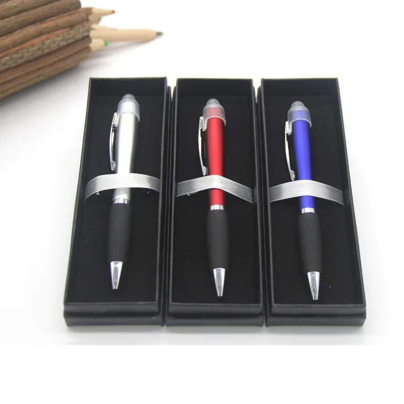 Customized Colored Led Laser Light up Ball ballpoint Pen with Rubber Grip-personalized ink light ball pens custom logo engraved