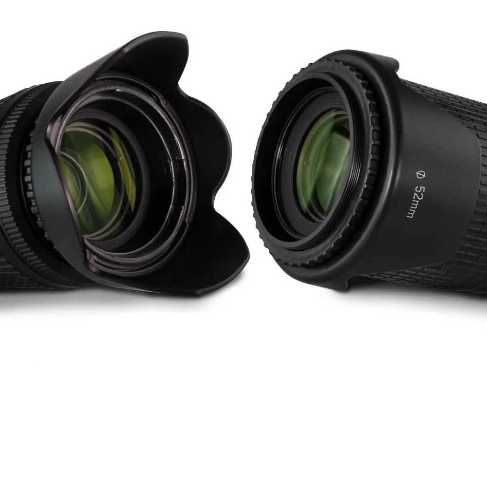 Reversible Lens Hood 49mm 52mm 58mm 55mm 62mm 67mm 72mm 77mm Tulip Petal Flower Filter Thread Camera Lente Protect + Cap