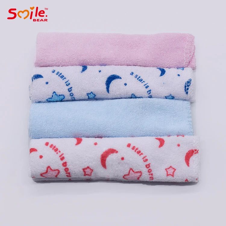 Smile Bear Organic Cotton Wash Cloth Baby Towel Kid Small Face Towels Square Towels Handkerchief