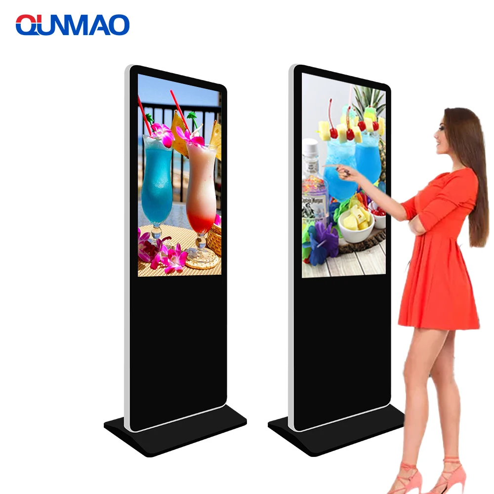 Qunmao Product Wholesale Floor Standing Wifi Lcd 55 Inch Black Indoor Advertising Lcd Displayer with Professional Manufacturer