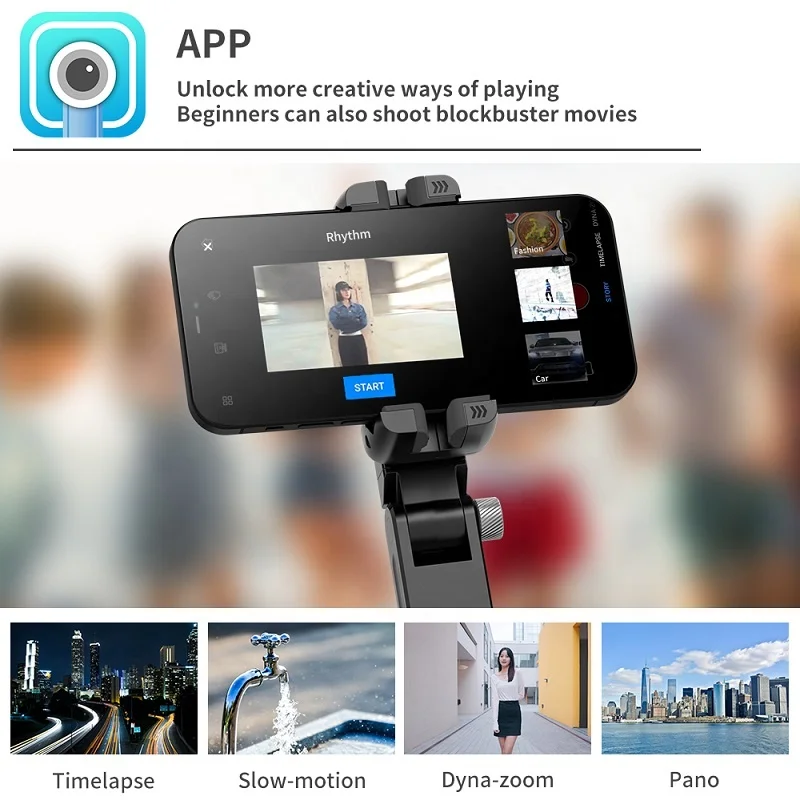 Amazlife Q18 Mobile Phone 360 Rotation Selfie Stick Tripod Gimbal Stabilizer with LED Fill Light