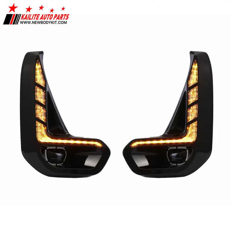 Дневные ходовые огни KLT, светодиодные дневные ходовые огни с желтым указателем поворота, противотуманные фары дневного света для toyota hilux revo rocco 2020 2021