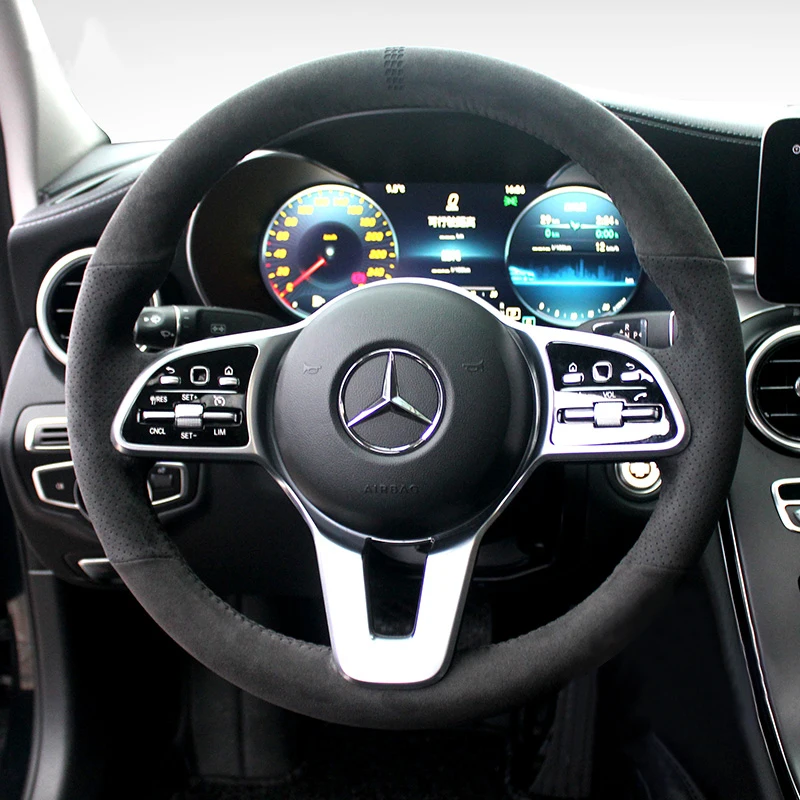Steering Wheel Cover in Alcantara for Mercedes Benz A-Class W177 B-Class W247 C-Class W205 CLS-Class Auto accessories interio