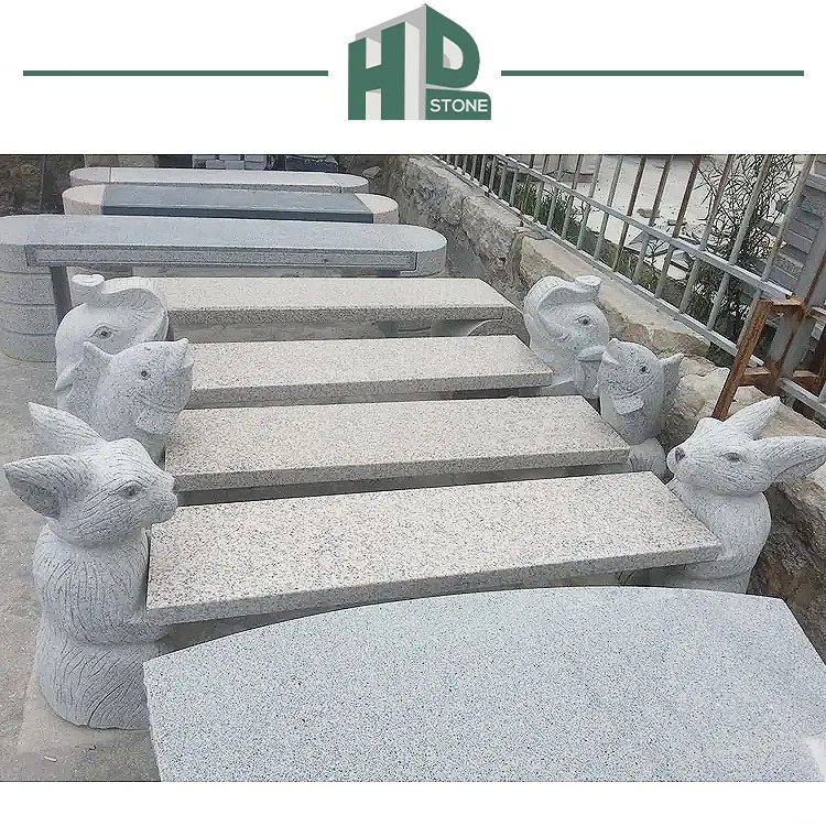 Natural Garden Carved Bench Chairs Granite Marble Stone For Outdoor Animal Stone