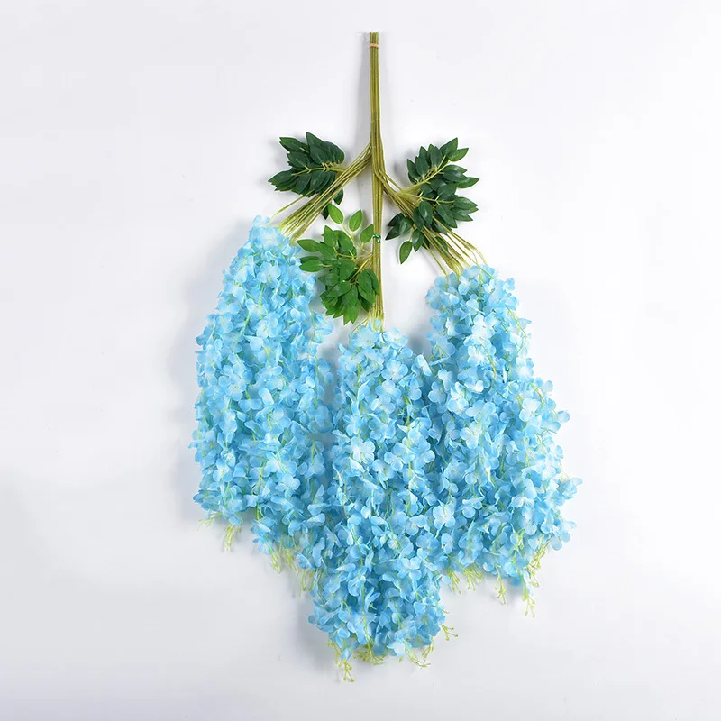 Senmasine blue silk flowers hanging artificial garlands wisteria for home wall backdrop wedding decoration vines