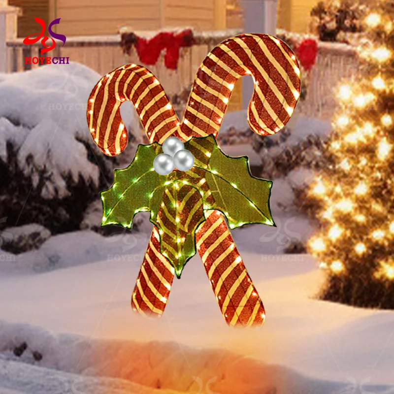 Custom Factory wholesale new 3D Christmas decoration candy cane shape Garden decoration