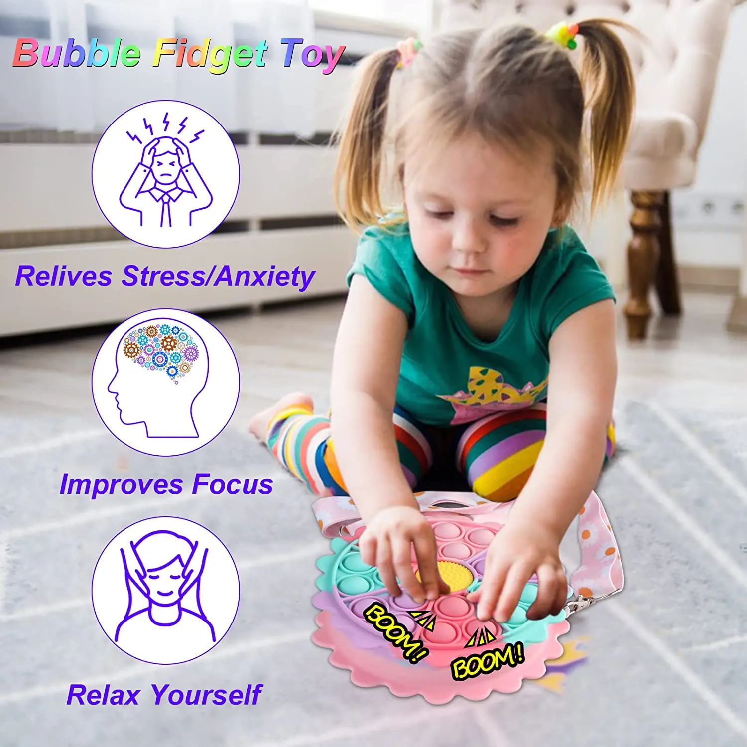 2021 Silicone Key Purse Bag Stress Relief Game Backpack for Girls Gifts Cute Pop Bag Fidget Girls Toys Push Bubbles Squeeze Toy