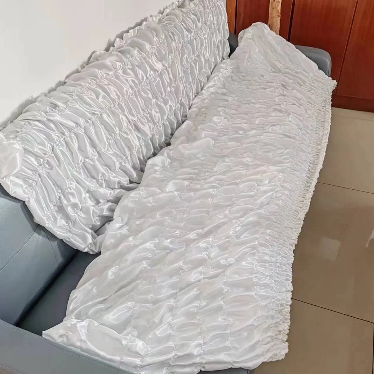 F70 cheap wholesale custom 2 pieces europe coffin lining satin casket interior funeral accessories for wooden coffin