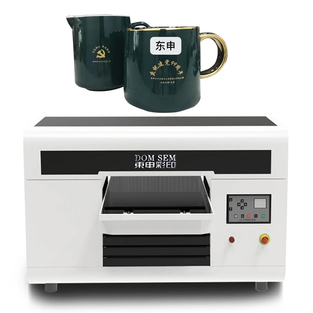 DOMSEM UV Printer A3+ 3050 Multifunction Flatbed Printing Machine A3 for Phone Bottle Wood Glass Candles Printers