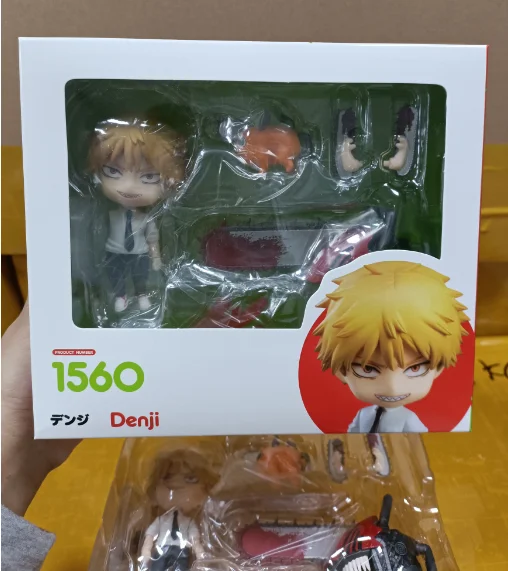 10cm Cute Version Chainsaw Man Denji 1560 Power 1580 PVC Anime Action Figure Change Face  Model Doll Toys