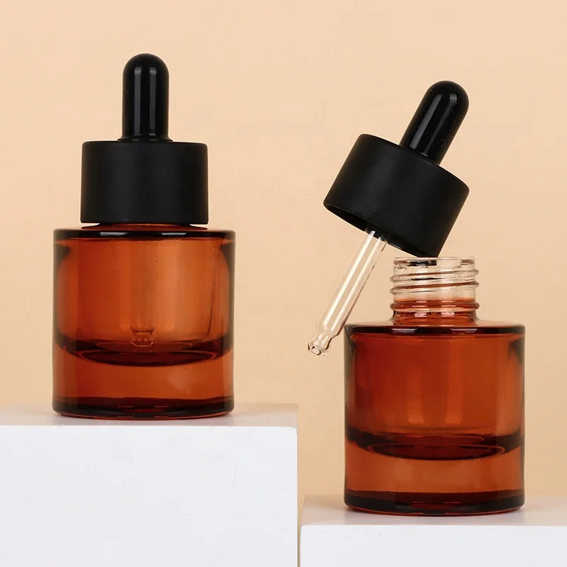 LZ Pack Promotion High Grade Dark Brown Thick Bottom Dropper Bottle Face Serum Packaging 1oz 30ml Glass Oil Dropper Bottle