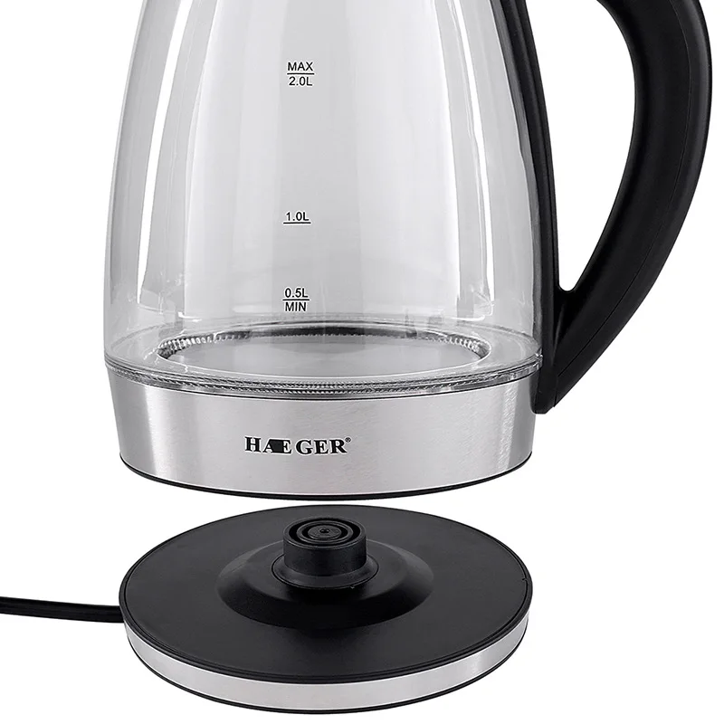 2000W High Borosilicate Glass Electric Water Kettle 2 Liter Cordless Hot Boiler with LED